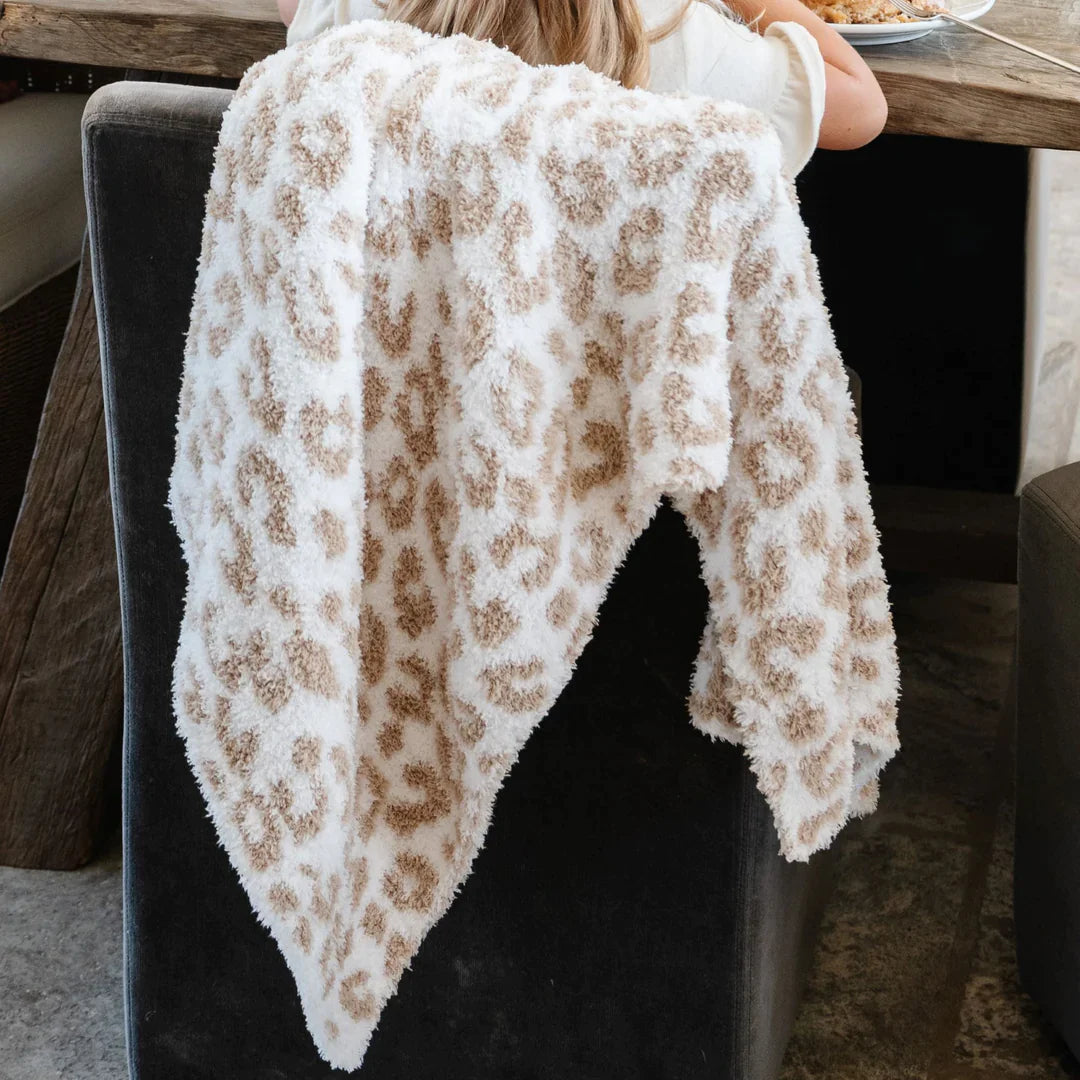 Double Layer Mini Blanket-Tan Leopard