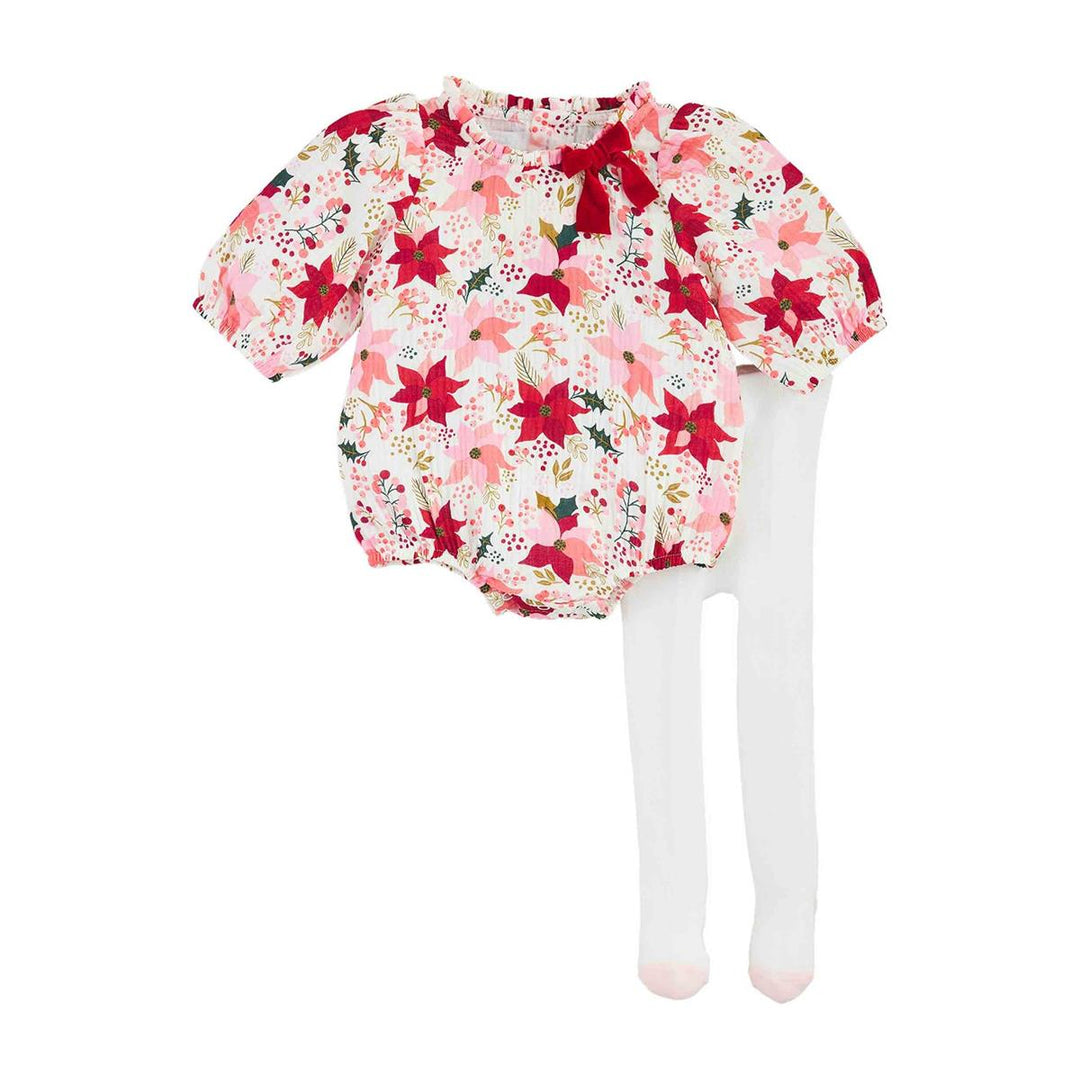 Poinsettia Bubble & Tights Set