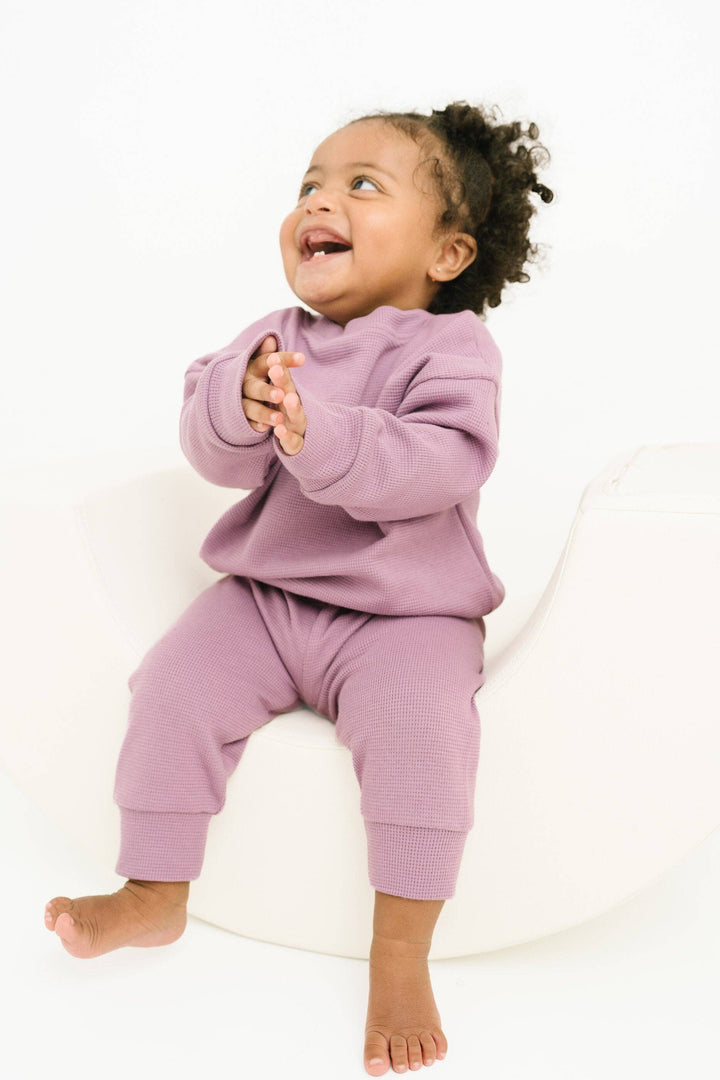 Plum Waffle Crewneck Set