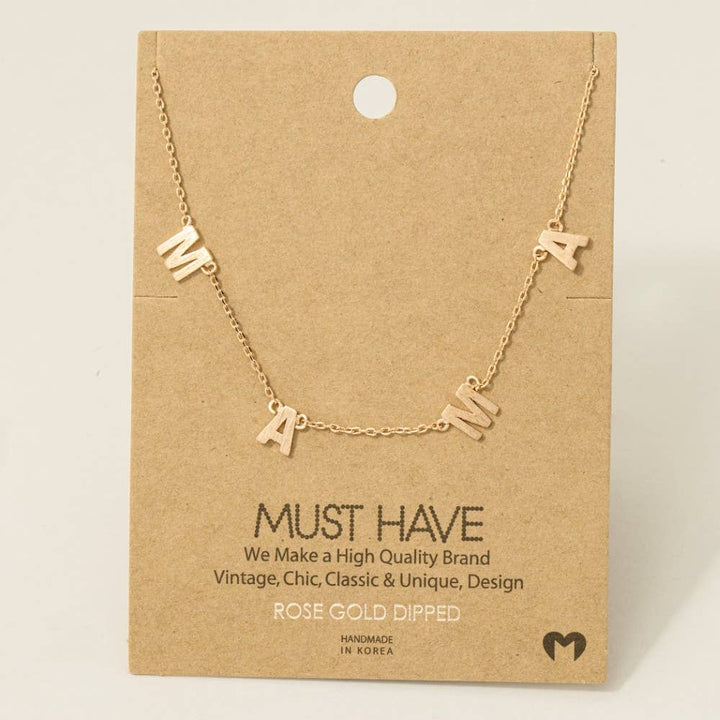 Gold Dipped Mama Station Charm Necklace
