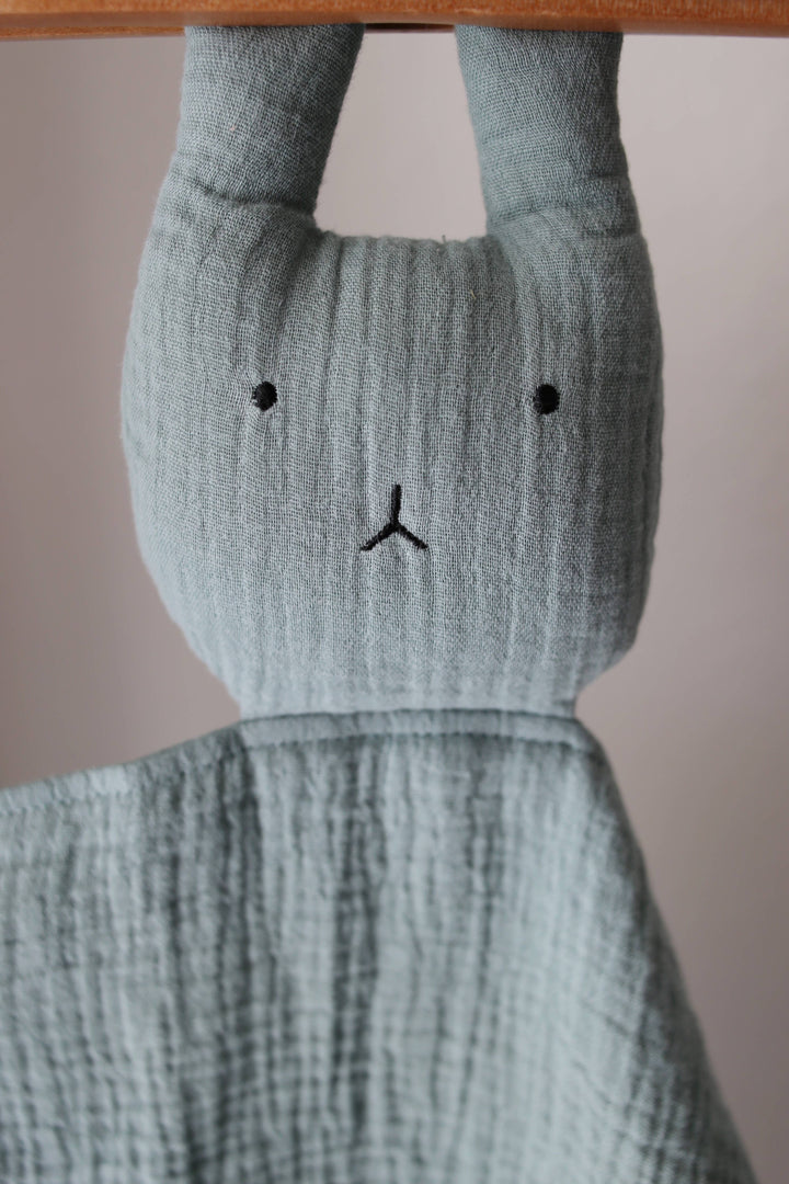 Organic Cotton Muslin Sage Bunny Lovey Blanket