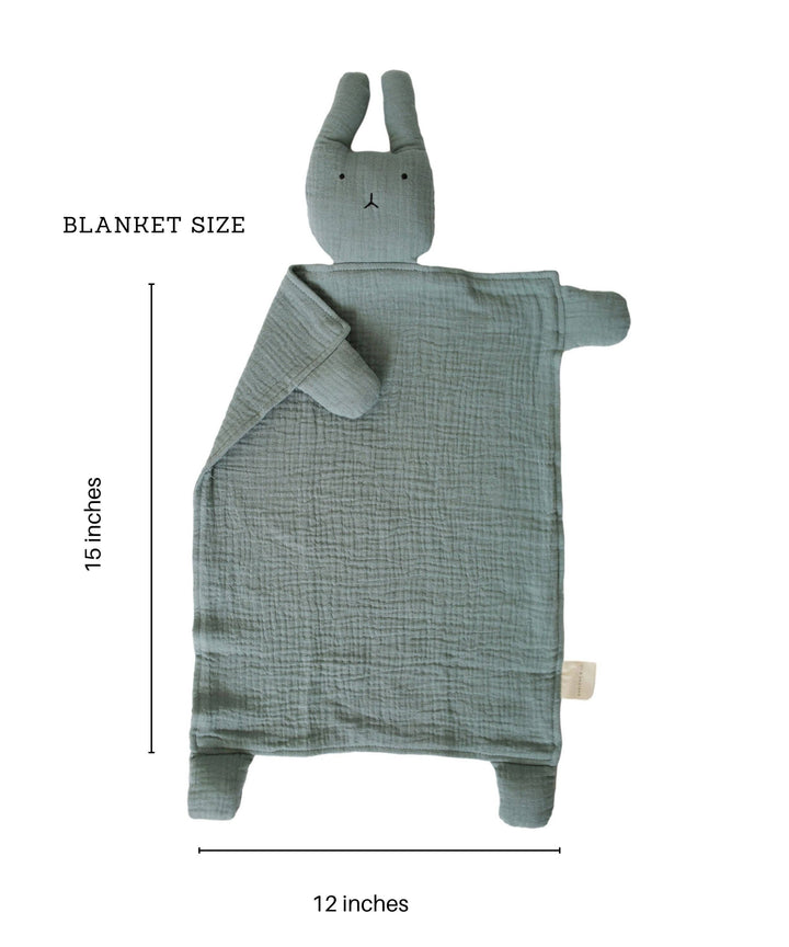 Organic Cotton Muslin Sage Bunny Lovey Blanket