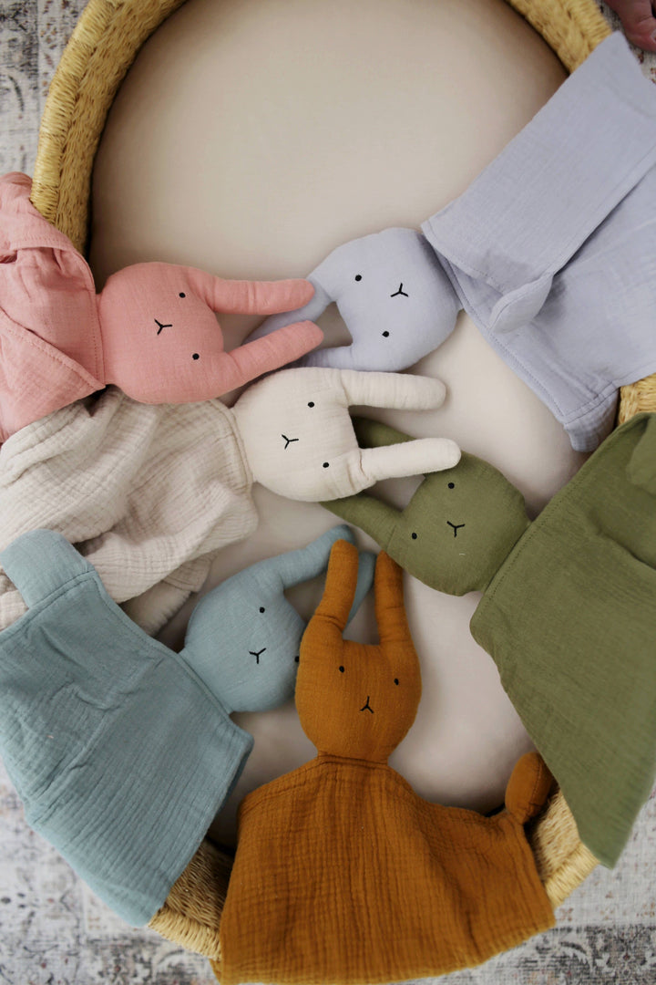 Organic Cotton Muslin Sage Bunny Lovey Blanket