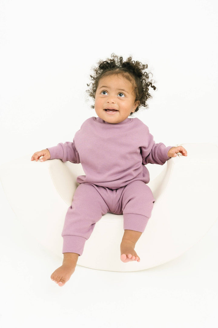 Plum Waffle Crewneck Set