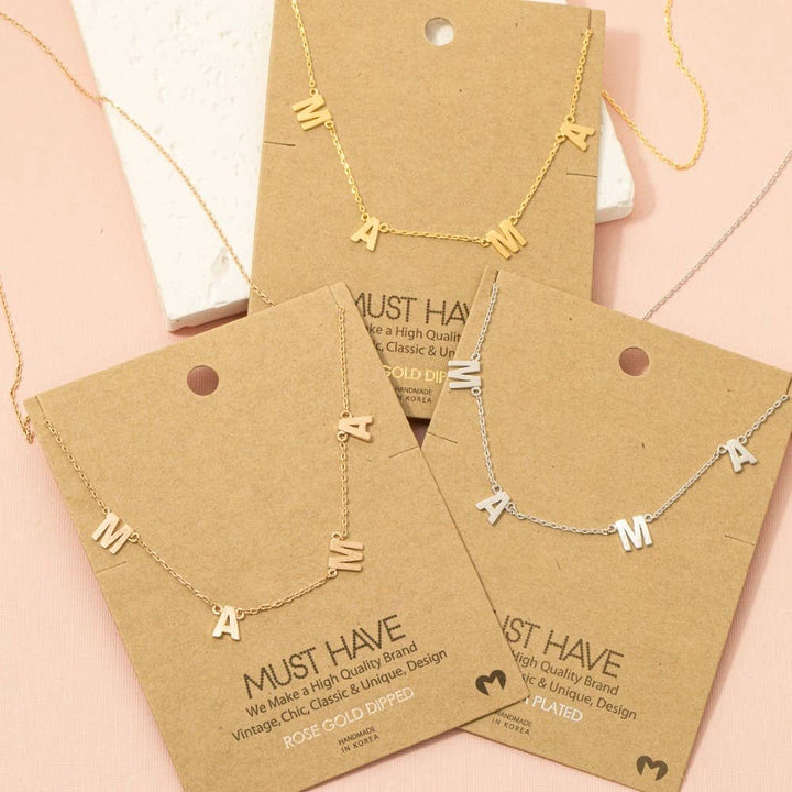 Gold Dipped Mama Station Charm Necklace