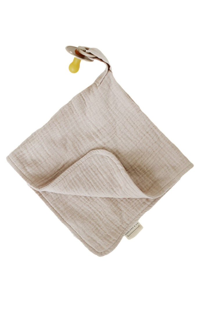 Natural Sand Organic Cotton Muslin Lovey Blanket