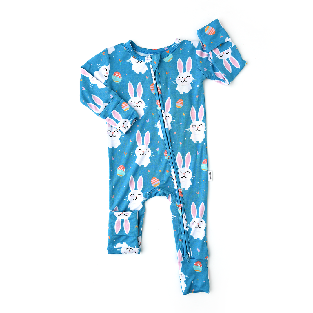 Easter Blue Bunny ZIP Bamboo Baby Two Way Zipper