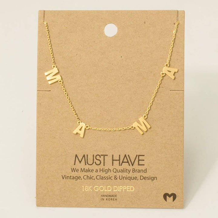 Gold Dipped Mama Station Charm Necklace