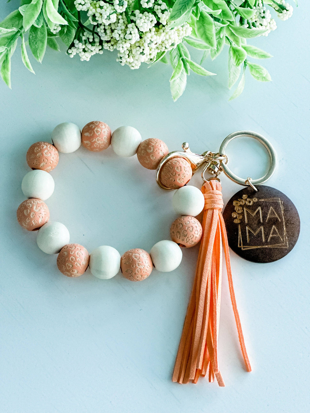 Mama Wristlet Keychain "Peach Mix"