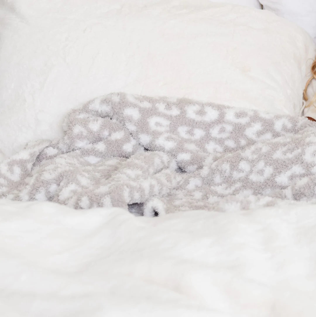 Double Layer Receiving Blanket-Gray Leopard