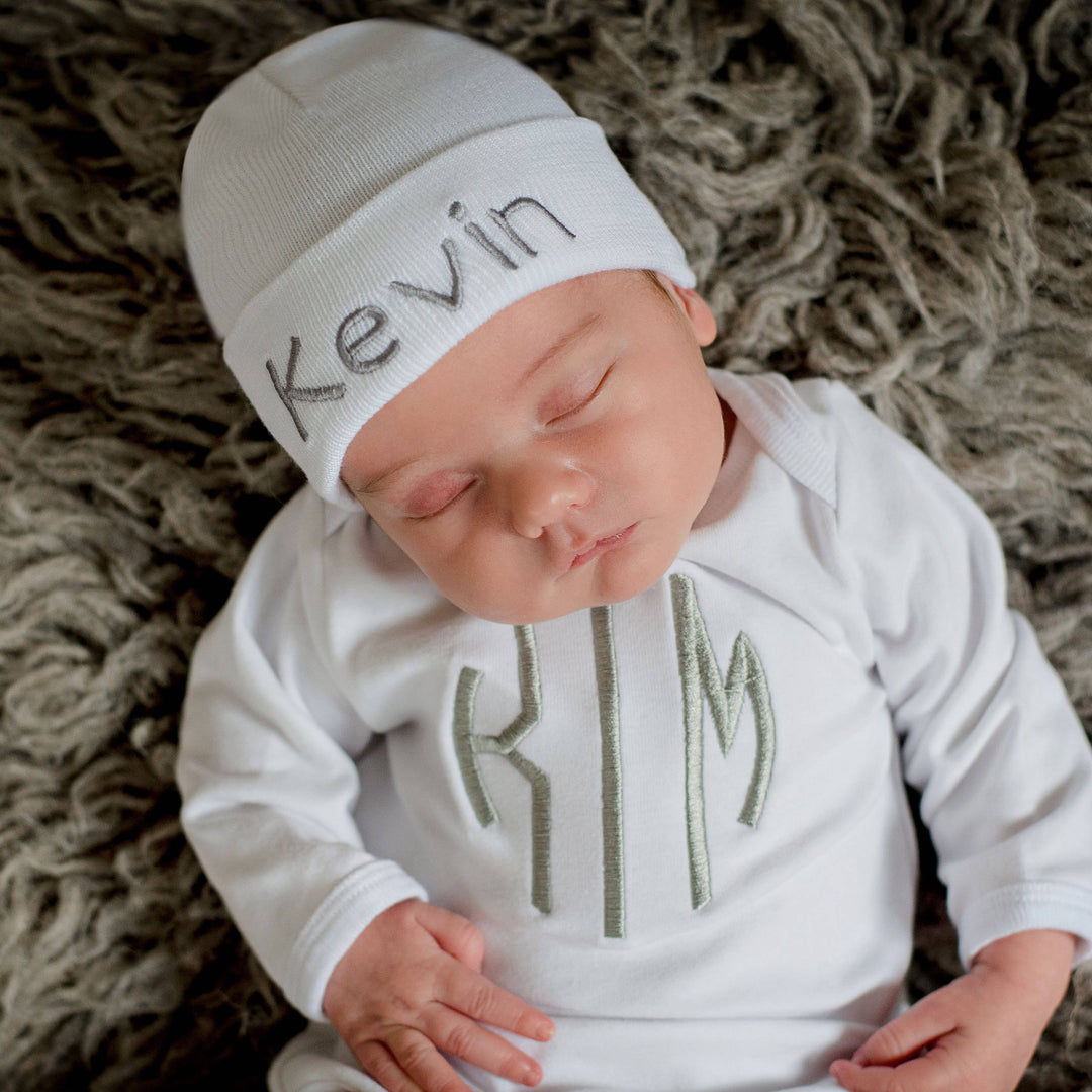 White Hat With Matching White Onesie SET