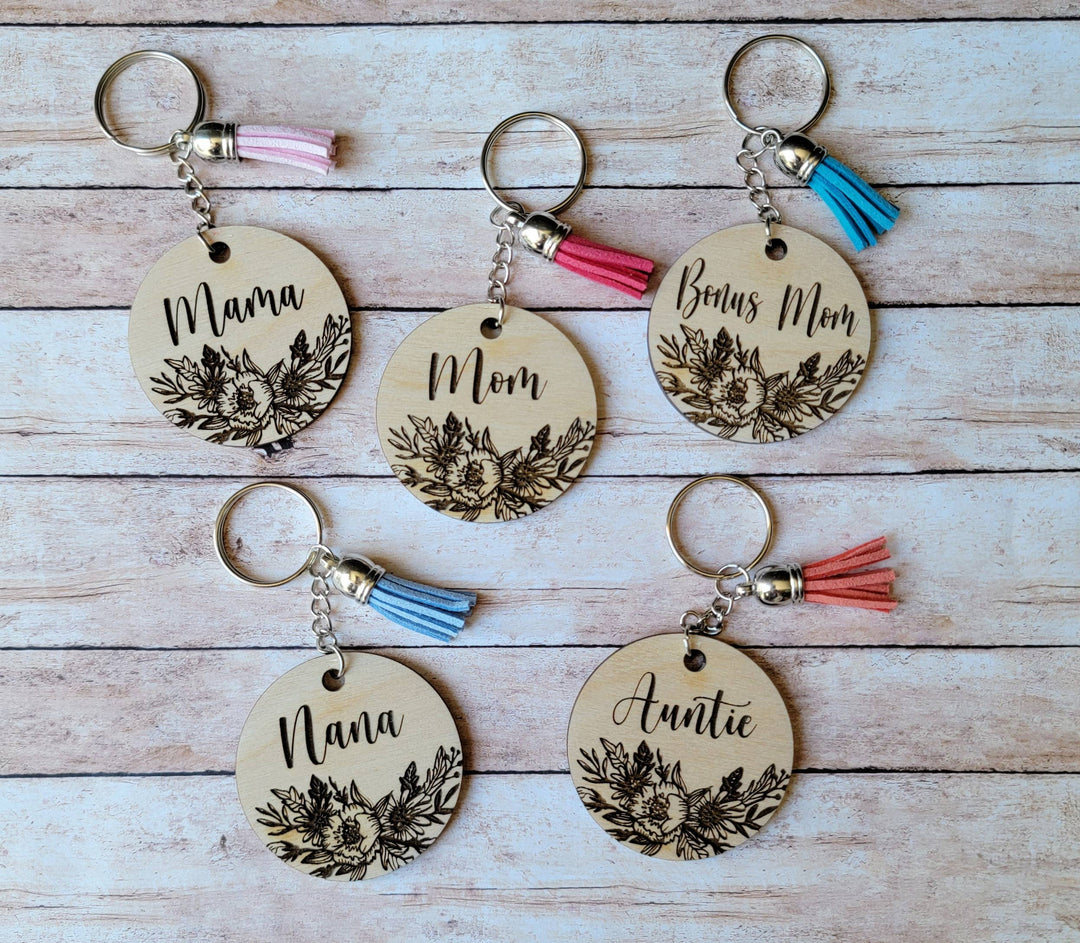 Wooden Floral Keychains