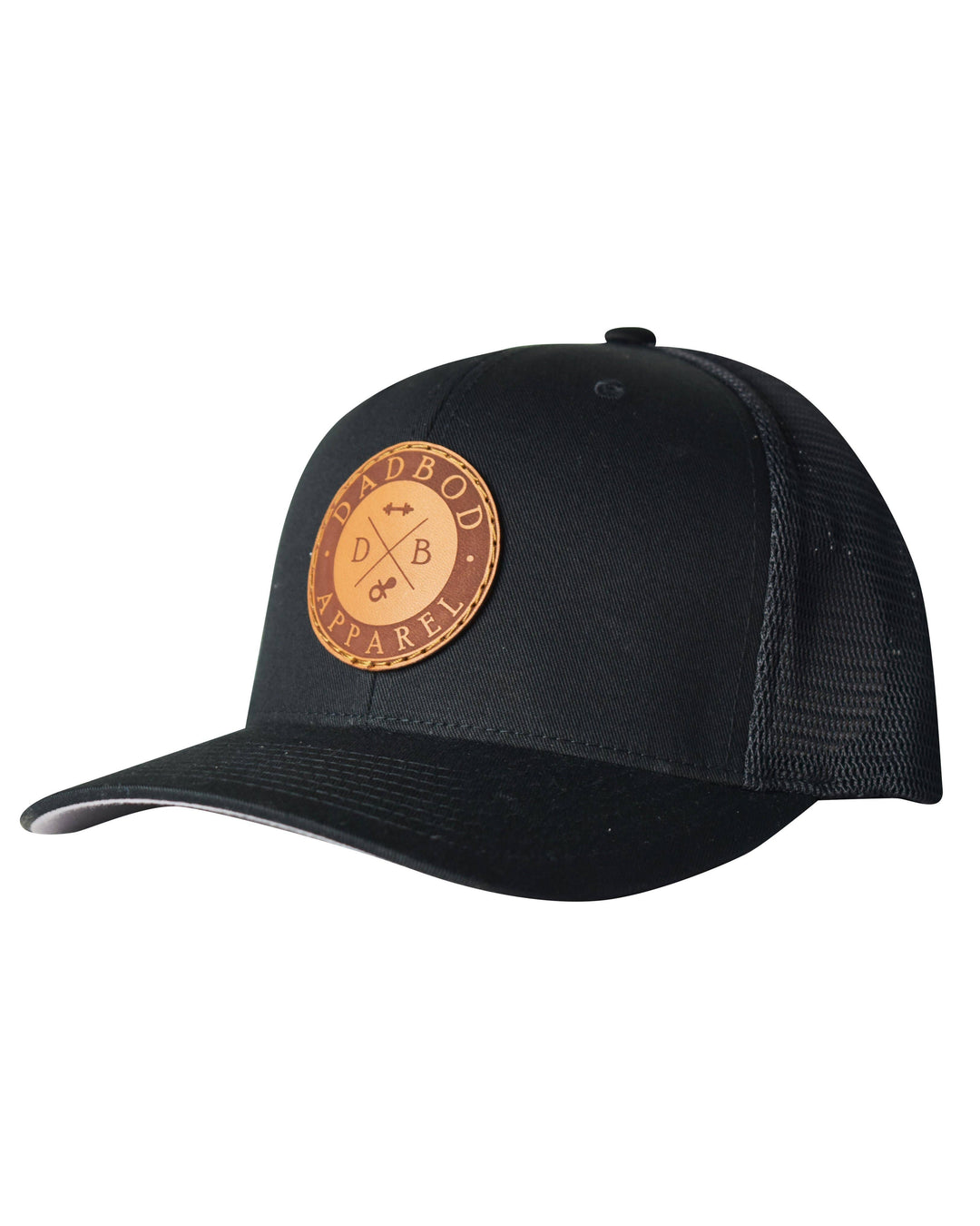Leather Circle Logo Snap Back Black Mesh