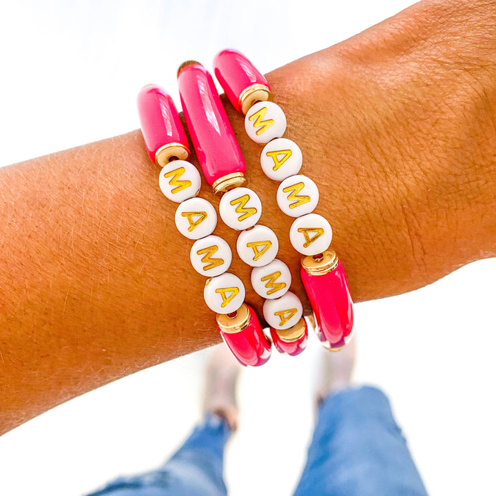 Mama Acrylic Tube Bamboo Bracelets