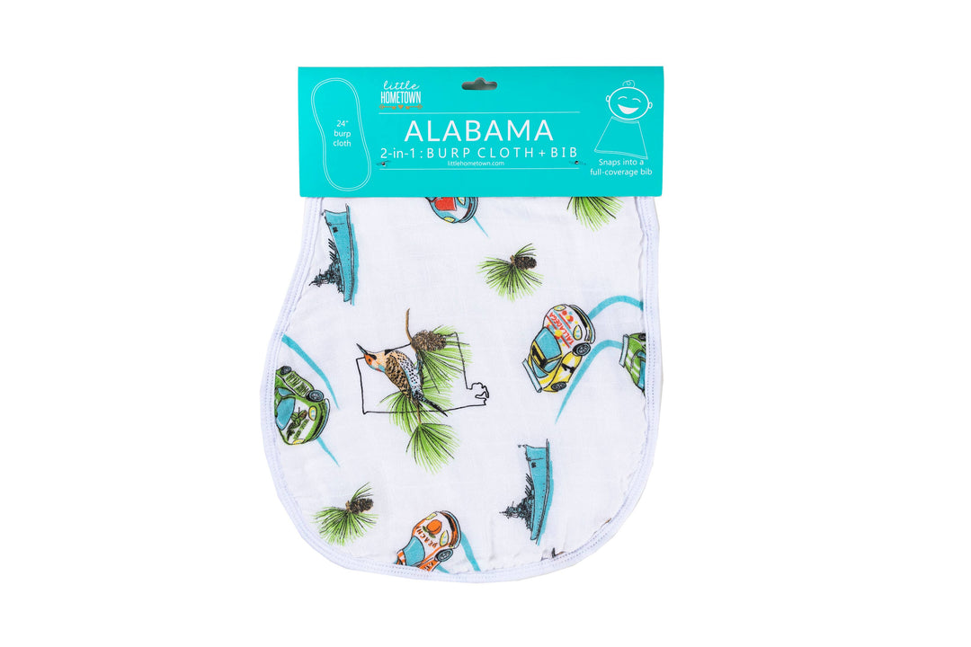 Alabama Baby: 2-in-1 Burp Cloth and Bib (Unisex)