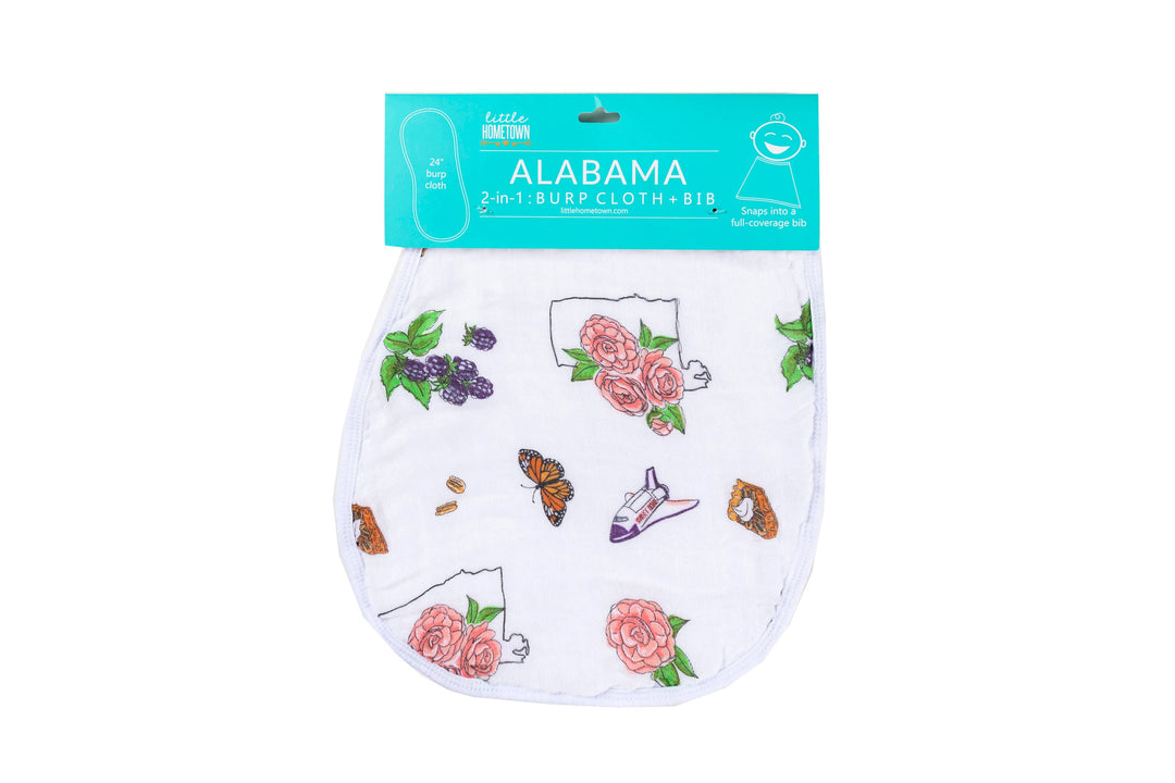 Alabama Baby (Floral): 2-in-1 Burp Cloth and Bib