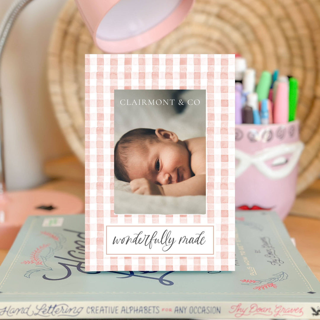 Pink Watercolor Check Wonderfully Made Picture Frame