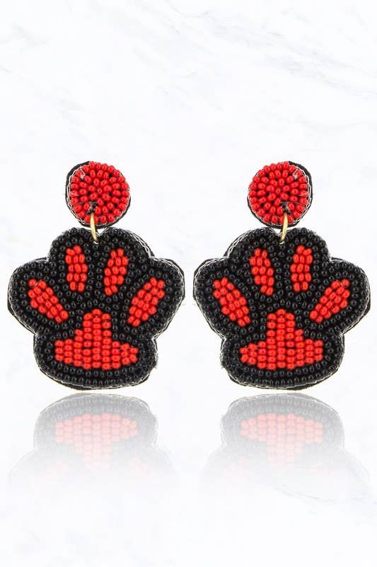 Paw Print Seed Beaded Earrings
