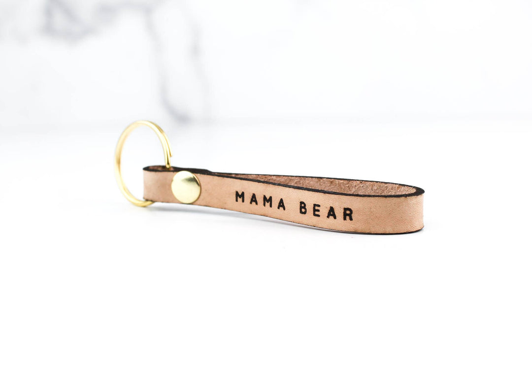 Mama Bear Leather Loop Keychain