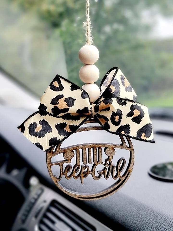 Jeep Girl Wooden Charm