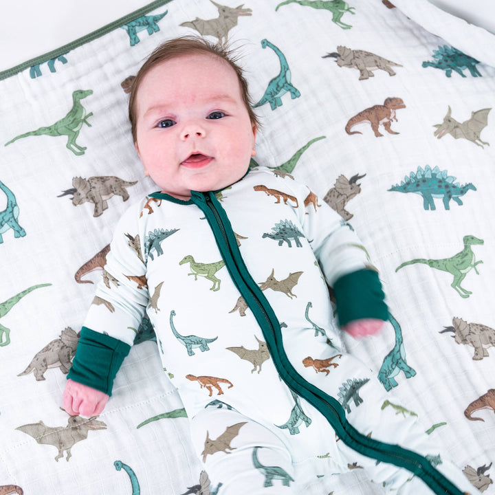 Bamboo Baby Convertible Zipper Pajama Dinosaur