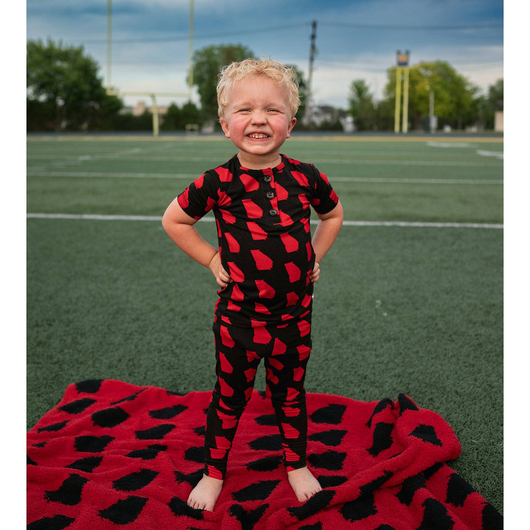 Georgia Black & Red Plush Blanket