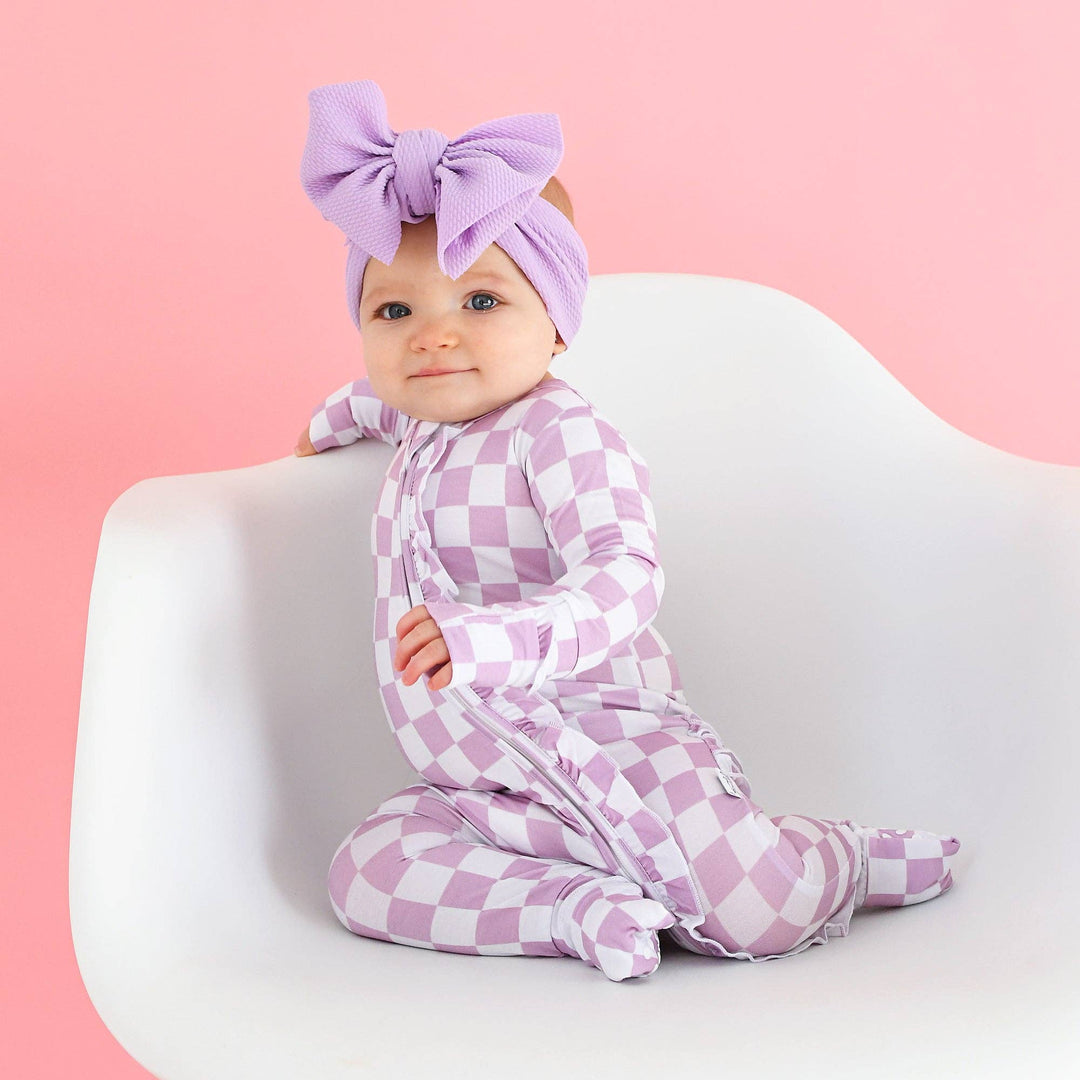 Myla Purple Checks RUFFLE ZIP Bamboo Sleepies Little Outfit