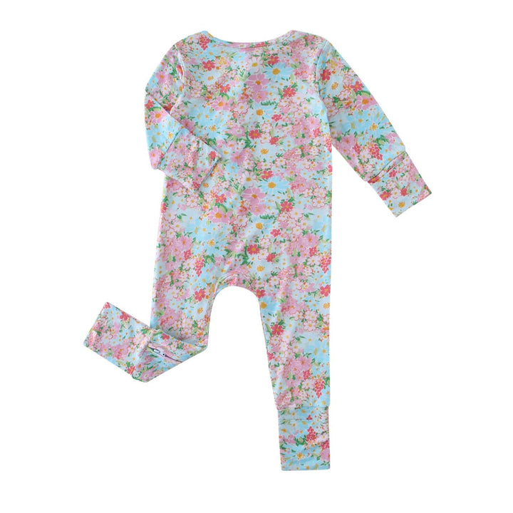 PoshTOT Spring Floral Bamboo Baby Convertible Zippy Romper