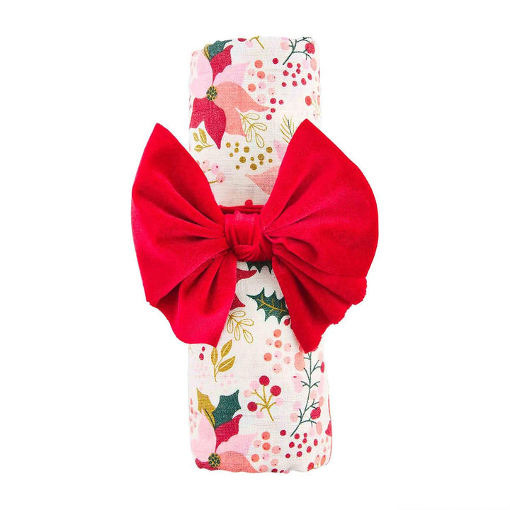 Poinsettia Swaddle & Headband Set