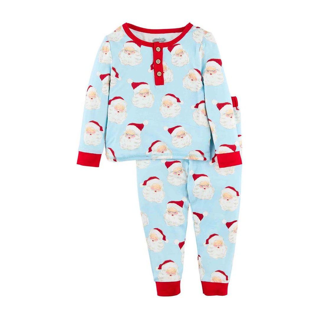 Blue Vintage Santa Pajama Set