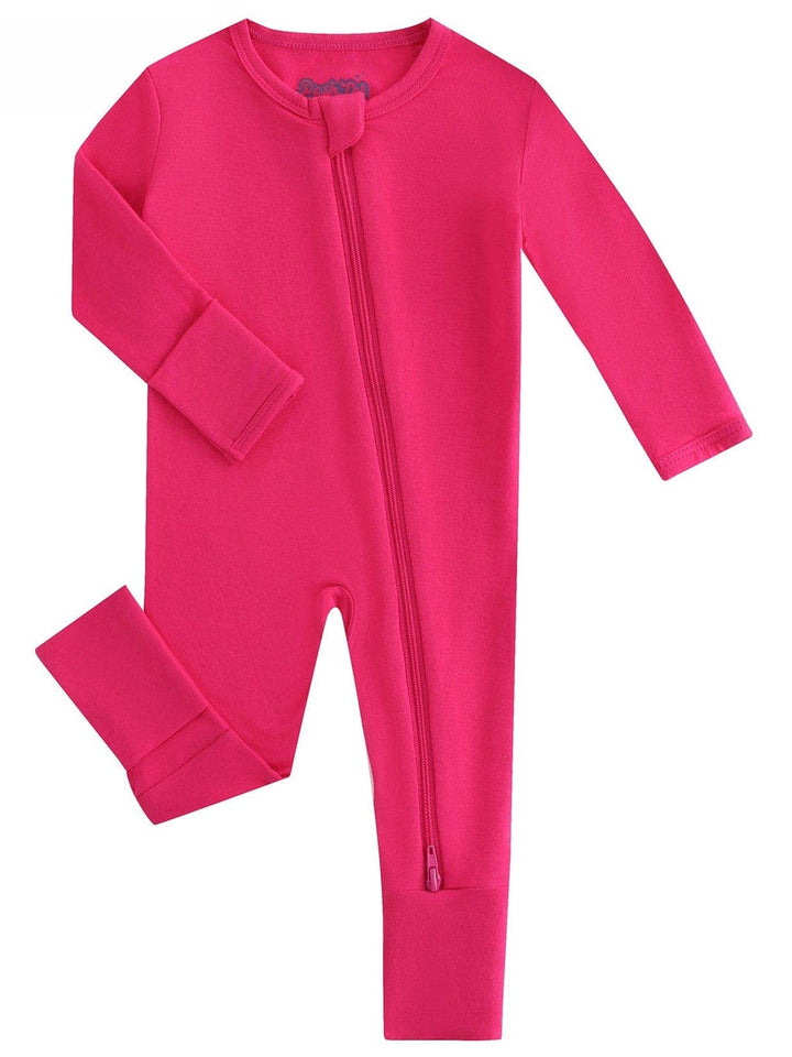PoshTOT Hot Pink Bamboo Baby Convertible Zippy Romper
