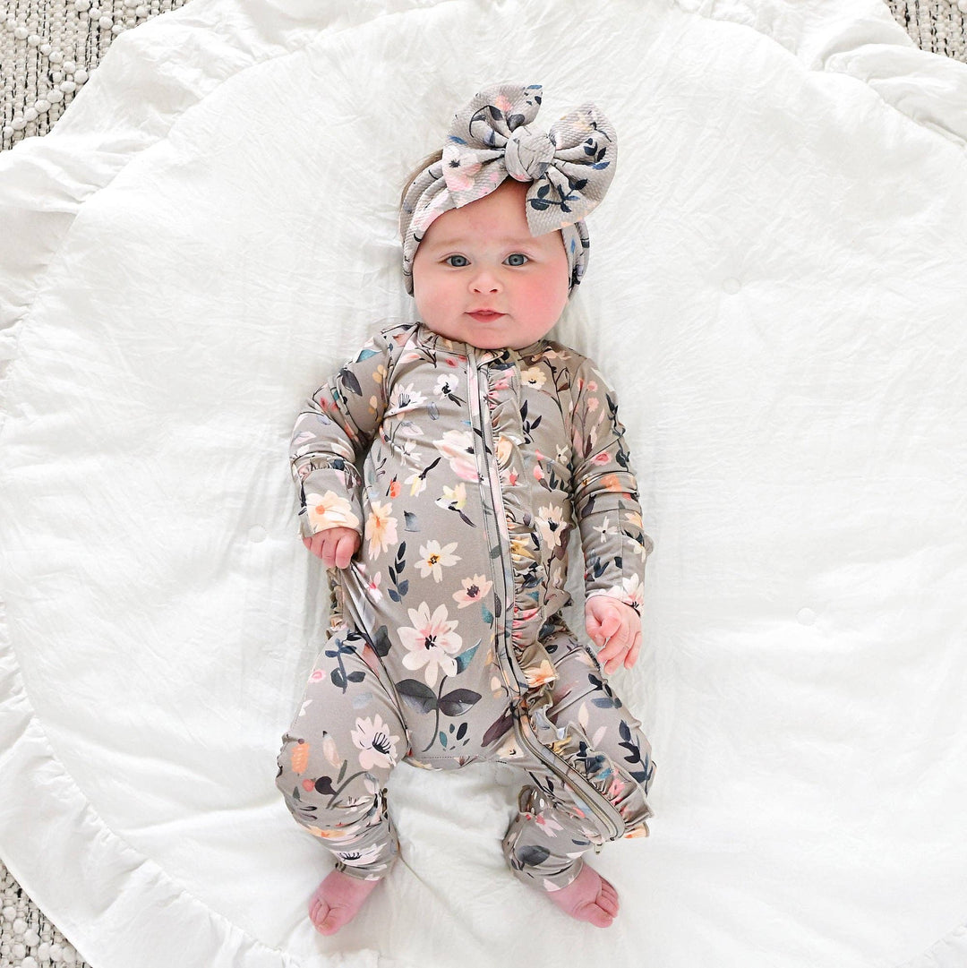 Tatum RUFFLE ZIP Bamboo One Piece Floral Baby Clothing