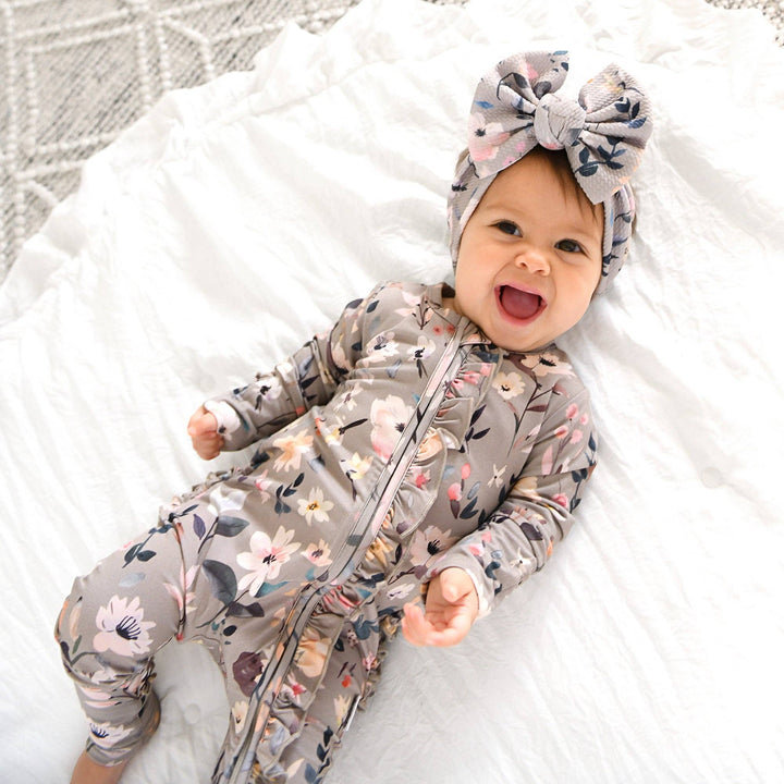 Tatum RUFFLE ZIP Bamboo One Piece Floral Baby Clothing
