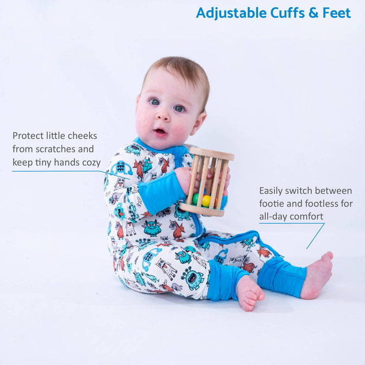Bamboo Baby Convertible Zipper Pajama Monster Mash