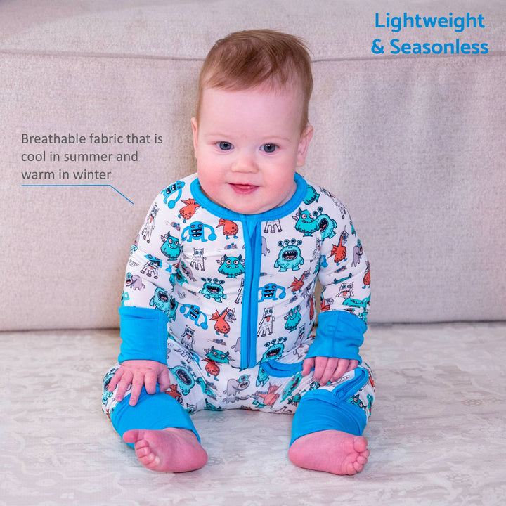 Bamboo Baby Convertible Zipper Pajama Monster Mash
