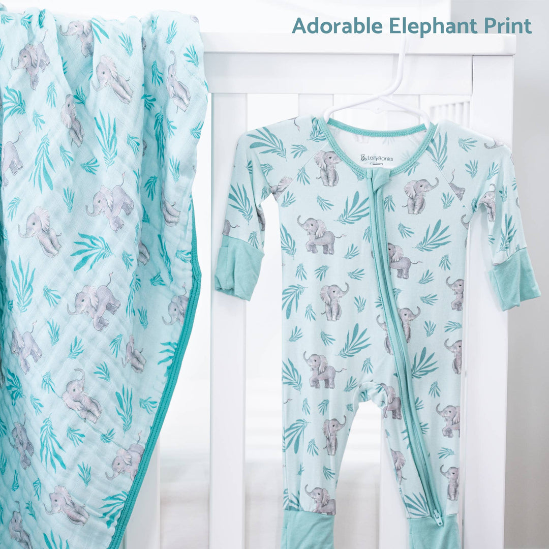 Bamboo Baby Convertible Zipper Pajama Elephant