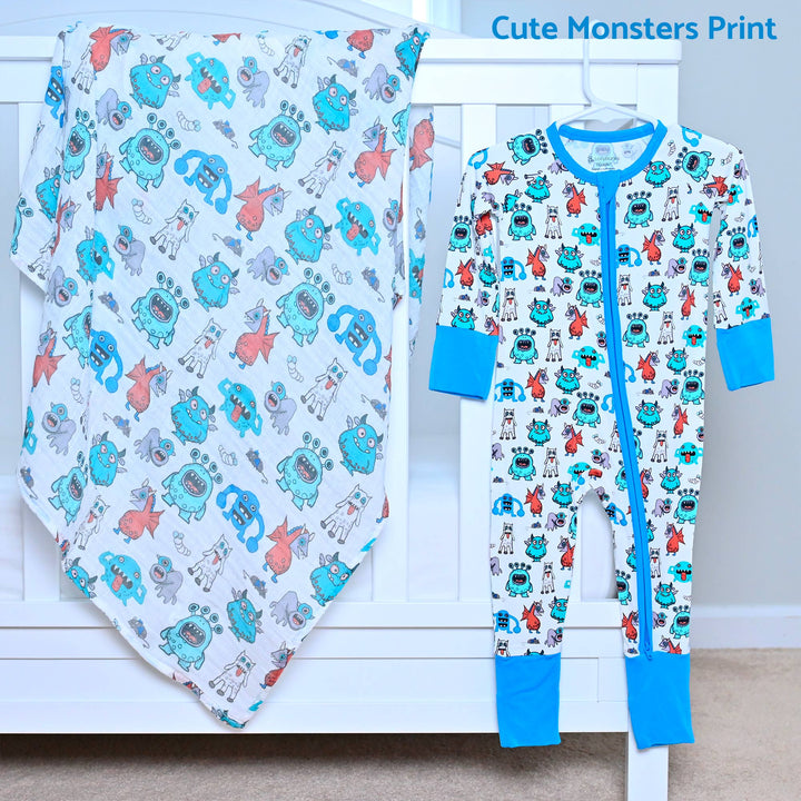 Bamboo Baby Convertible Zipper Pajama Monster Mash