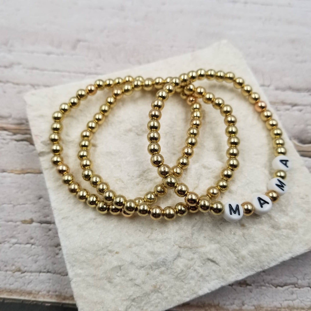 Gold Bead MAMA Bracelet Set