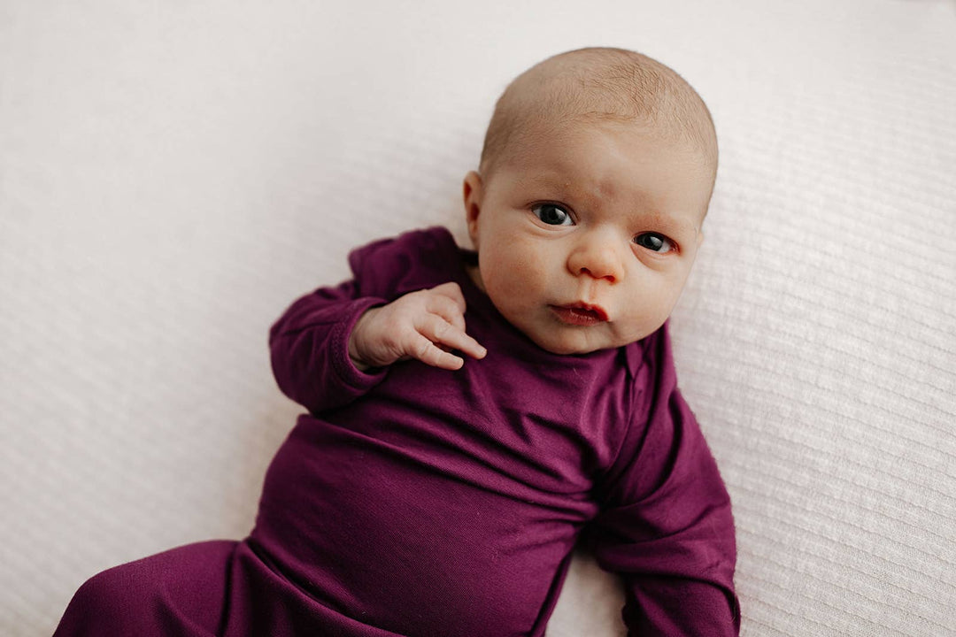 Plum Purple Knotted Newborn Baby Gown