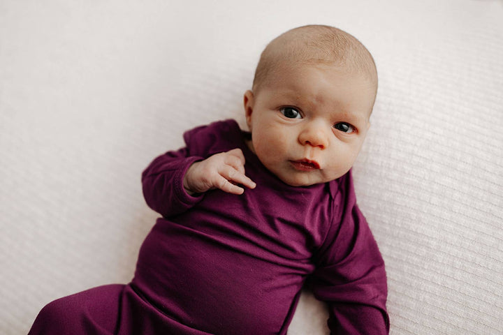 Plum Purple Knotted Newborn Baby Gown