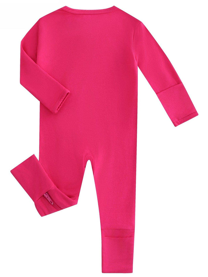 PoshTOT Hot Pink Bamboo Baby Convertible Zippy Romper