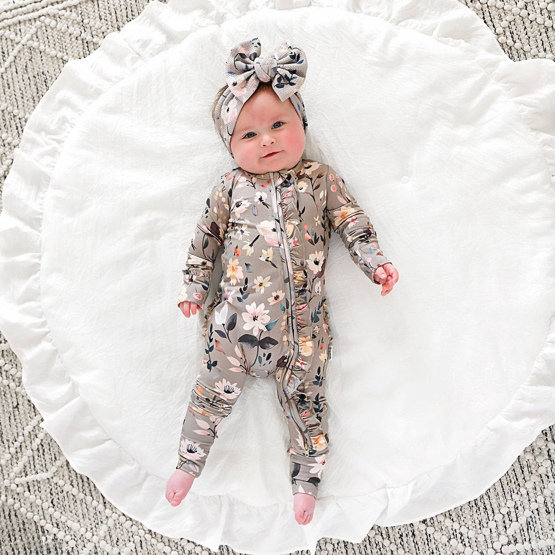 Tatum RUFFLE ZIP Bamboo One Piece Floral Baby Clothing