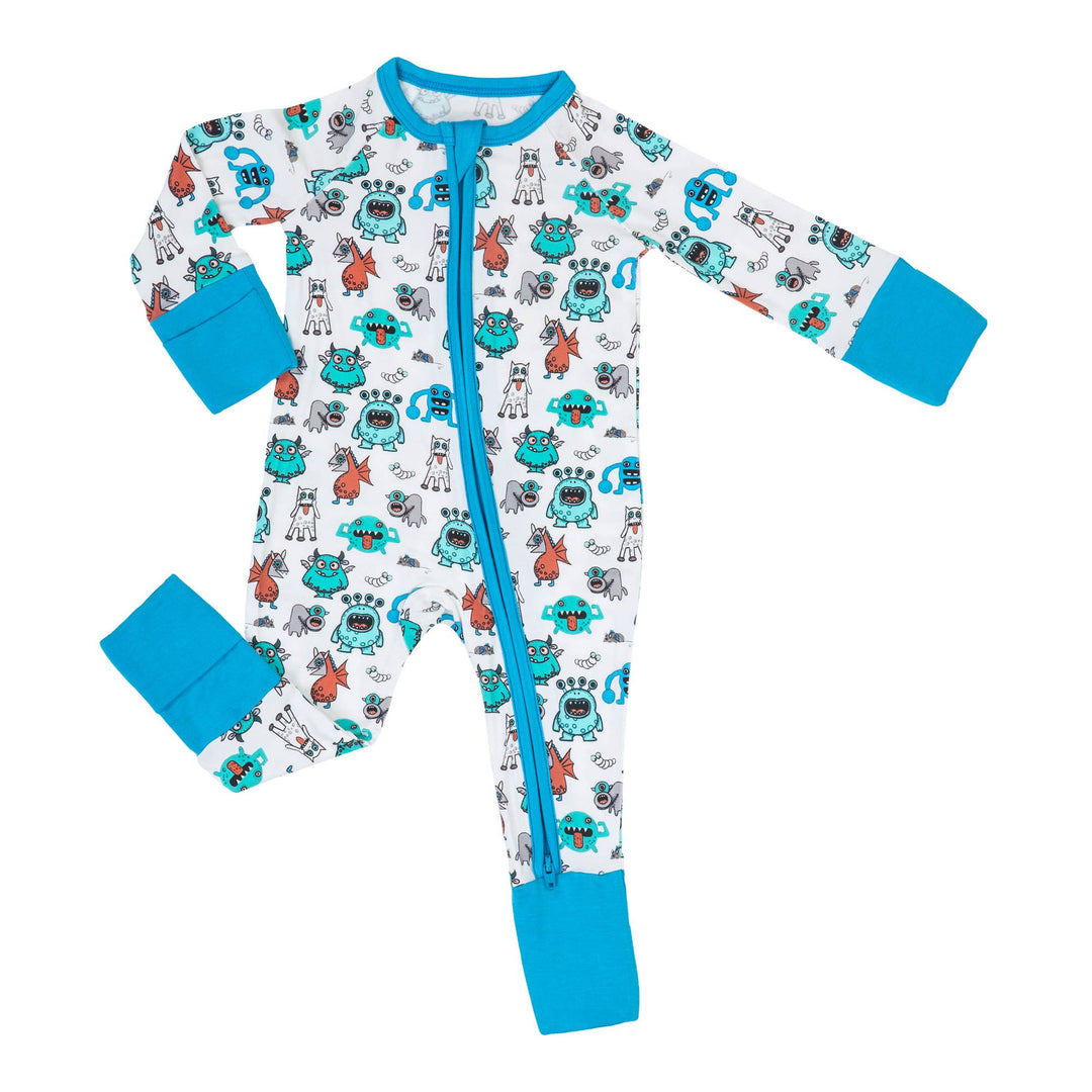 Bamboo Baby Convertible Zipper Pajama Monster Mash