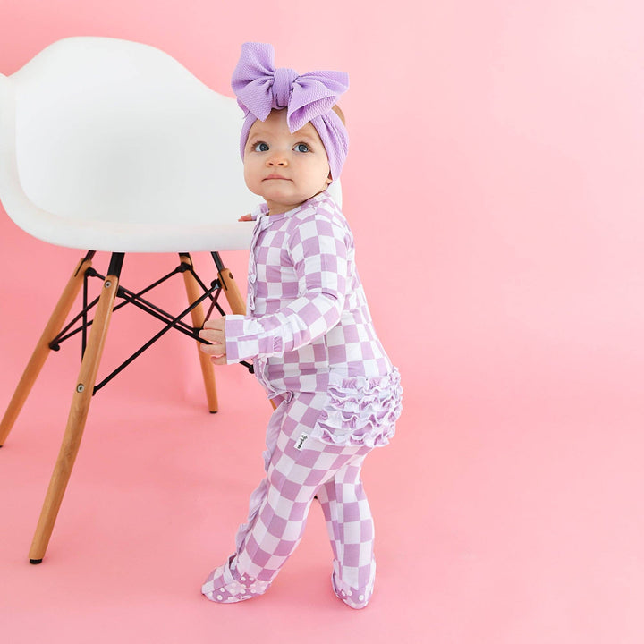Myla Purple Checks RUFFLE ZIP Bamboo Sleepies Little Outfit