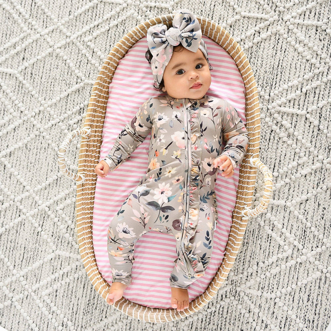 Tatum RUFFLE ZIP Bamboo One Piece Floral Baby Clothing