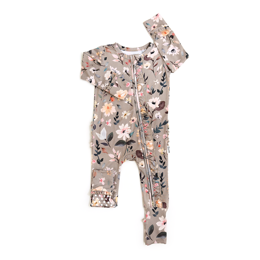 Tatum RUFFLE ZIP Bamboo One Piece Floral Baby Clothing