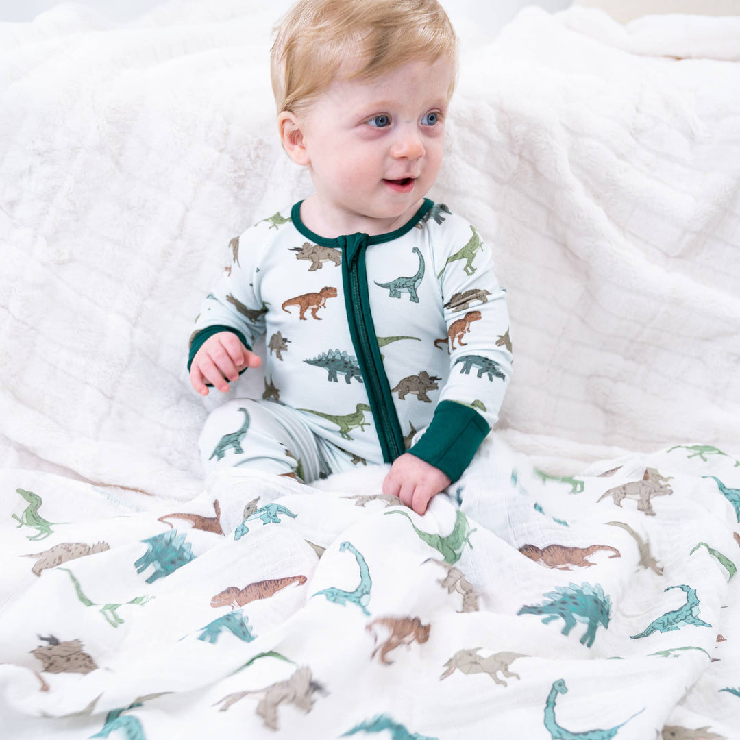 Bamboo Baby Convertible Zipper Pajama Dinosaur
