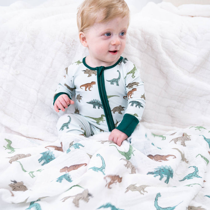 Bamboo Baby Convertible Zipper Pajama Dinosaur