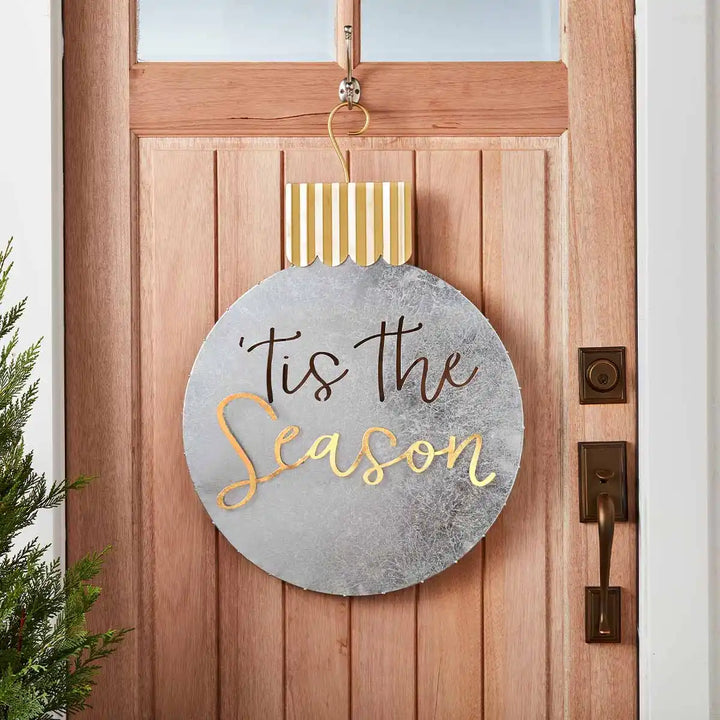 Silver 'Tis The Season Ornament Door Hanger