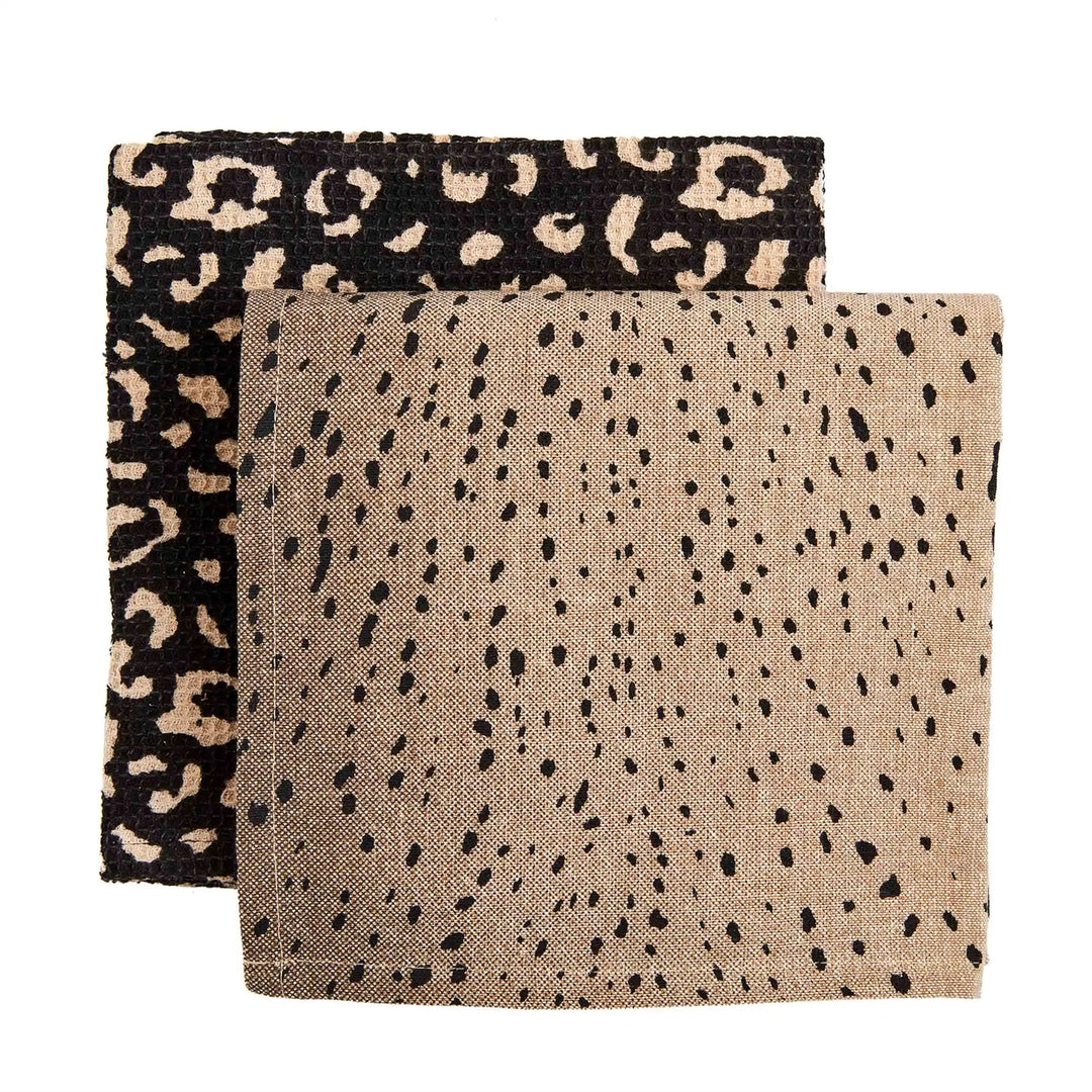 Animal Print Towel Sets-Fawn